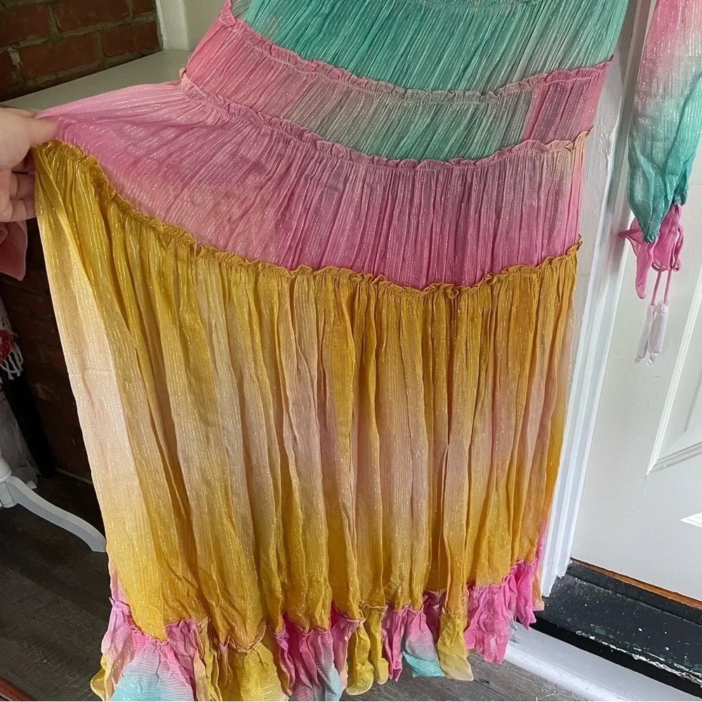 ROCOCO SAND Maxi Dress Summer Sequin Pastel High-Low - Picture 12 of 13
